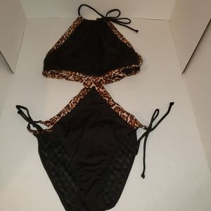 Victoria's Secret Black and leopard Monokini Small